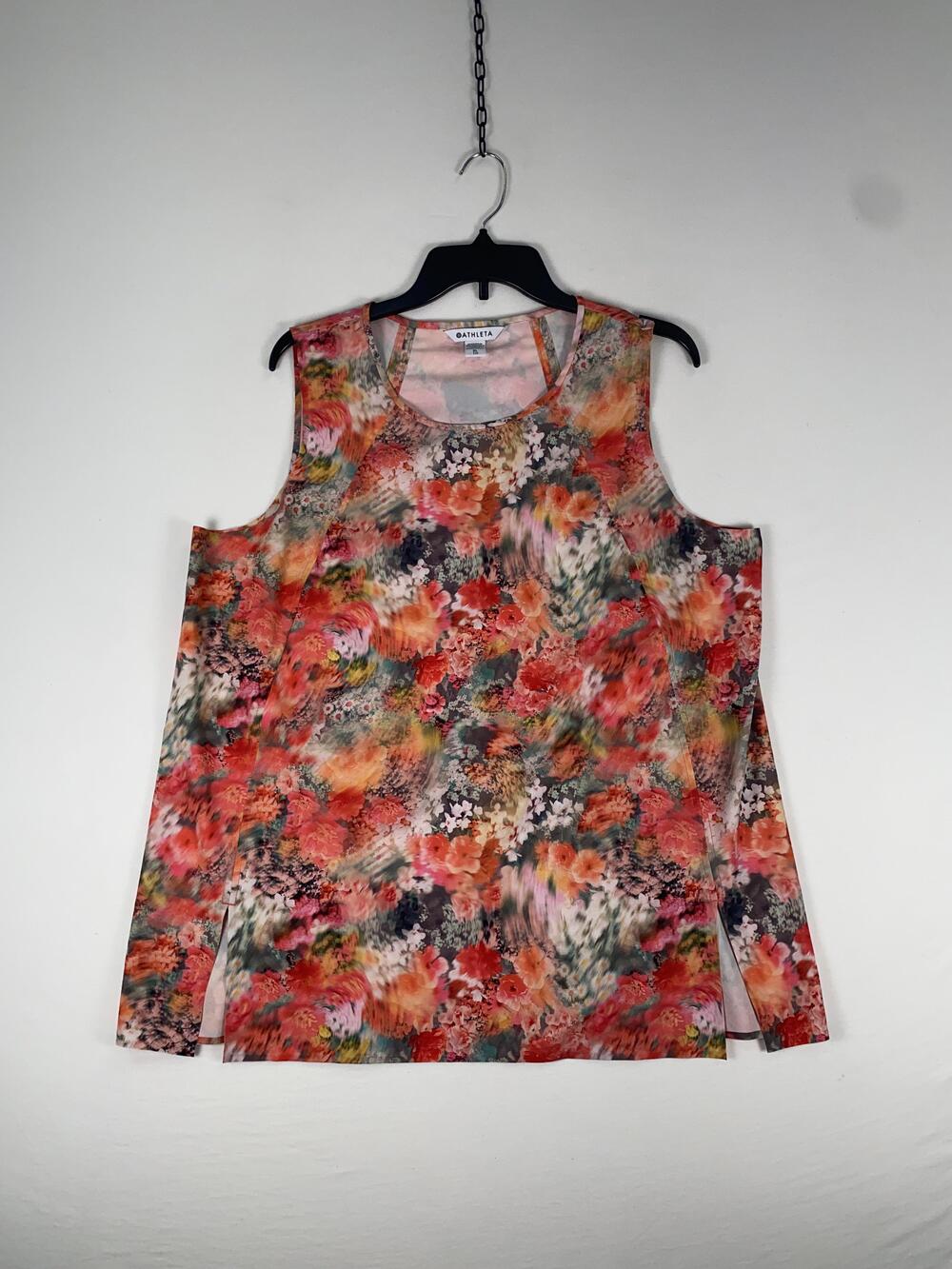 Athleta Tank Top Womens XL Multicolor Refined Zephyr Floral Scoop Lightweight